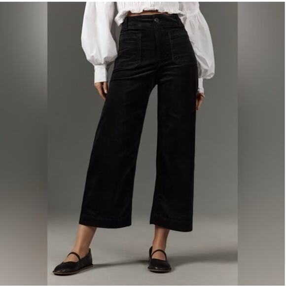 Anthropologie Pants - Super cute stretchy Anthropologie Maeve Colette Black Corduroy Wide Leg Pants!